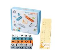 Juegos Ortografía Infantil - Set Puzzle Alfabeto | Juguete Interactivo Dos Jugadores | Bloques Madera, Tarjetas, Campanilla, Aprendizaje Temprano Montessorí Regalo para Niños Niñas +3 Años