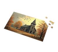 Juegos para niños de 8 a 12 años Autumn Serenity: A Church In The Woods - Rompecabezas de imágenes eurográficos de 1000 piezas para niños pequeños (300 piezas)