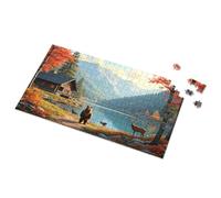 Juegos para niños de 8 a 12 años Autumn Serenity: Cabin By The Lake With Wildlife Picture Puzzle Eurographics Puzzles de 1000 piezas para niños pequeños (1000 piezas)