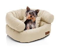 Juelle Cama para Perros Pequeños - Almohada para Perros Pequeños, Funda Extraíble, Lavable a Máquina Cama Mullida, Sofá para Perros - Sillón York (50 x 40 x 30 cm, Crudo)