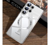 JUESHITUO Funda para Samsung Galaxy S25 Ultra con Magsafe con Protector Pantalla, Protección Cámara Integrada, Protección Grado Militar contra Caídas Shockproof Slim Carcasa, Titanio Plata Blanca