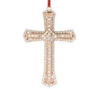 JUESMOS Adornos cristianos de Navidad con cruz dorada, adornos de recuerdo de cruz de metal, adornos de belén religioso para decoraciones de árbol de Navidad, regalos cristianos para mujeres, niñas,