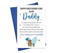 JUESMOS Divertida tarjeta de regalo para el primer día del padre con sobre, tarjeta de felicitación para el primer día del padre, regalo del primer día del padre de bebé, niño, niña, día del padre,