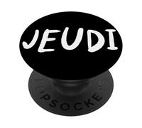 Jueves Día de la Semana Simple Lettering tee en Francés-Jeudi PopSockets PopGrip Adhesivo
