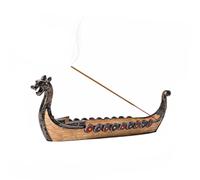 Jueyeek Soporte de incienso retro con diseño de barco de dragón, quemador de incienso de barco vikingo, tallado a mano, adornos incensarios