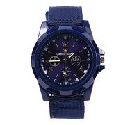 Jufjsfy Estilo Deporte Banda de Lona Reloj de Pulsera de Cuarzo Azul Oscuro