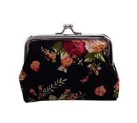 Jufjsfy Monedero de hebilla de lona Cartera de moneda llave bolsa (negro)