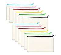Jufjsfy Paquete 12 Bolsas Maquillaje Lona en Blanco, Bolsas CosméTicos Cremallera Multicolor, Estuche para LáPices Cremallera Lona, Manualidades para Bricolaje