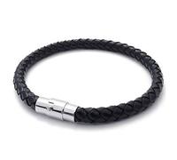 Jufjsfy Pulsera de joyeria, Acero Inoxidable de, Pulsera de, para Hombres Mujeres, Negro - 6mm - Longitud 19cm