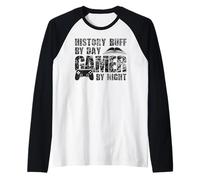 Jugador Aficionado a la Historia en el día Jugadores por la Noche Camiseta Manga Raglan