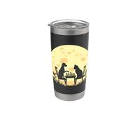 Jugador de ajedrez, tablero de ajedrez gato perro y hombres de ajedrez divertidos Vaso térmico de acero inoxidable de doble pared