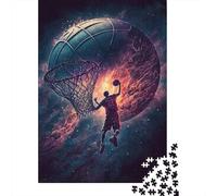 Jugador de Baloncesto Fondo Espacial Puzzle de 1000 Piezas para Adultos Papel Vista Nocturna Decoración Regalo Familiar 52x38cm/1000pcs