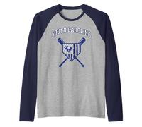 Jugador de béisbol de Palmetto State SC Flag South Carolina Sports Camiseta Manga Raglan