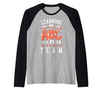 Jugador de béisbol Regreso a la Escuela Divertido Equipo de Aprendizaje ABC Camiseta Manga Raglan