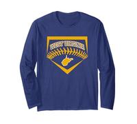 Jugador de béisbol West Virginia Baseball Shield Art WV Travel Manga Larga