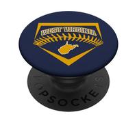 Jugador de béisbol West Virginia Baseball Shield Art WV Travel PopSockets PopGrip Adhesivo