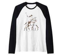 Jugador De Caballo De Polo Mujer Montando Deportista Camiseta Manga Raglan