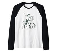 Jugador De Caballo De Polo Mujer Montando Deportista Camiseta Manga Raglan