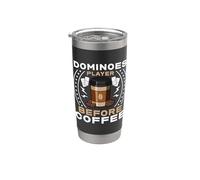 Jugador de dominó antes de apostar amante del café Dominó jugador Vaso térmico de acero inoxidable de doble pared
