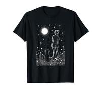 Jugador de fútbol Chica y Gato Mirando Luna Llena observación de Estrellas Camiseta