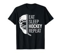 Jugador de Hockey sobre Hielo Come Dormir Hockey Repeat Hombres y jóvenes Camiseta