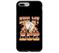 Jugador de póker Kiss My Ace, Juego de Casino al Estilo Pirata de los 90 Carcasa para iPhone 7 Plus/8 Plus