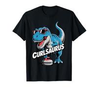 Jugador de rizador de Hielo T-Rex Dino Divertido Dinosaurio Rizado Camiseta