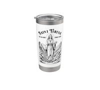 Jugador De Tenis Divertido Vintage Patrona Santa Teresa Deporte Vaso térmico de acero inoxidable de doble pared