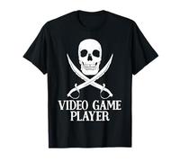 Jugador De Videojuegos Pirata Cráneo Bandera Velero Jugador Piratas Camiseta