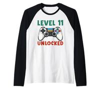 Jugador Desbloqueado de Nivel 11, undécimo cumpleaños, Juegos para niños y niñas Camiseta Manga Raglan