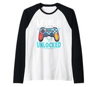 Jugador Desbloqueado de Nivel 11, undécimo cumpleaños, Juegos para niños y niñas Camiseta Manga Raglan