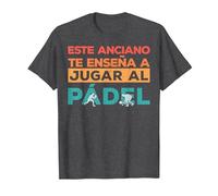 Jugador Padel Este Anciano Enseña A Jugar Al Pádel Padelista Camiseta, Hombre, Jaspeado Oscuro, 3XL