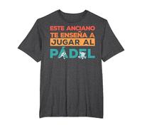 Jugador Padel Este Anciano Enseña A Jugar Al Pádel Padelista Camiseta, Hombre Tallas Grandes, Jaspeado Oscuro, 2X Alto
