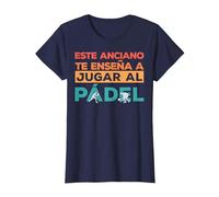 Jugador Padel Este Anciano Enseña A Jugar Al Pádel Padelista Camiseta, Mujer, Azul Marino, XXL