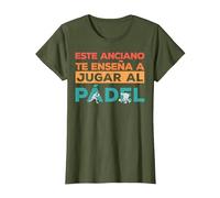 Jugador Padel Este Anciano Enseña A Jugar Al Pádel Padelista Camiseta, Mujer, Verde Oliva, 3XL