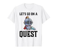 Jugador RPG Let's Go On A Quest Knight Warrior Player Camiseta gráfica económica, Hombre, Blanco, M