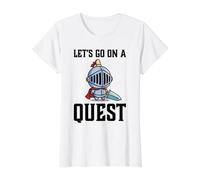 Jugador RPG Let's Go On A Quest Knight Warrior Player Camiseta gráfica económica, Mujer, Blanco, M