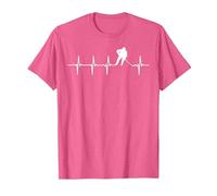Jugadores De Hockey sobre Hielo Latidos De Corazón Camiseta, Hombre, Rosa Jaspeado, XL