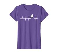Jugadores De Hockey sobre Hielo Latidos De Corazón Camiseta, Mujer, Morado Jaspeado, L