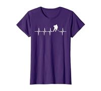 Jugadores De Hockey sobre Hielo Latidos De Corazón Camiseta, Mujer, Morado, XL