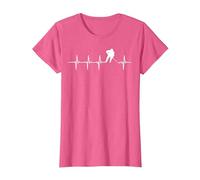 Jugadores De Hockey sobre Hielo Latidos De Corazón Camiseta, Mujer, Rosa Jaspeado, S