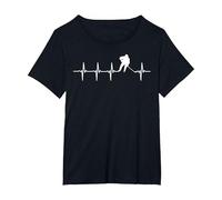 Jugadores De Hockey sobre Hielo Latidos De Corazón Camiseta, Mujer Tallas Grandes, Negro, 3XL Grande