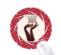 Jugando a Las Cartas patrón Diamante Q Wheel Mouse Pad de Goma roja Redonda