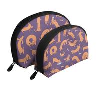 Jugando al Perro Salchicha, Bolsa de Maquillaje de Concha, Monedero pequeño para Mujer, Bolsa de artículos de tocador, Bolsa de cosméticos, 2 Piezas