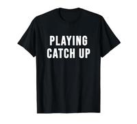 Jugando Catch Up Camiseta gráfica económica, Hombre, Negro, XL