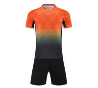 Jugaoge Conjunto de ropa de dos piezas para niño, traje deportivo de verano, camiseta transpirable y pantalones cortos, parte superior de secado rápido y cintura elástica, pantalones cortos, naranja