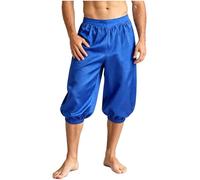Jugaoge Hombre Pantalones Capri Medievales Shorts Vikingos Príncipe Árabe Azul Real L