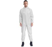 Jugaoge Mono unisex para hombres y mujeres para exteriores, mono de una pieza antiestático resistente al polvo, mono de trabajo para trabajadores de taller, pintura en aerosol L-4XL, Blanco, L