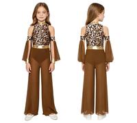Jugaoge Traje De Hombre Prehistórico Para Niños Zubón Combinado Leopardo Con Guantes Actuación En El Escenario Marrón 15-16 años