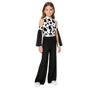 Jugaoge Traje De Hombre Prehistórico Para Niños Zubón Combinado Leopardo Con Guantes Actuación En El Escenario Blanco y negro 7-8 años
